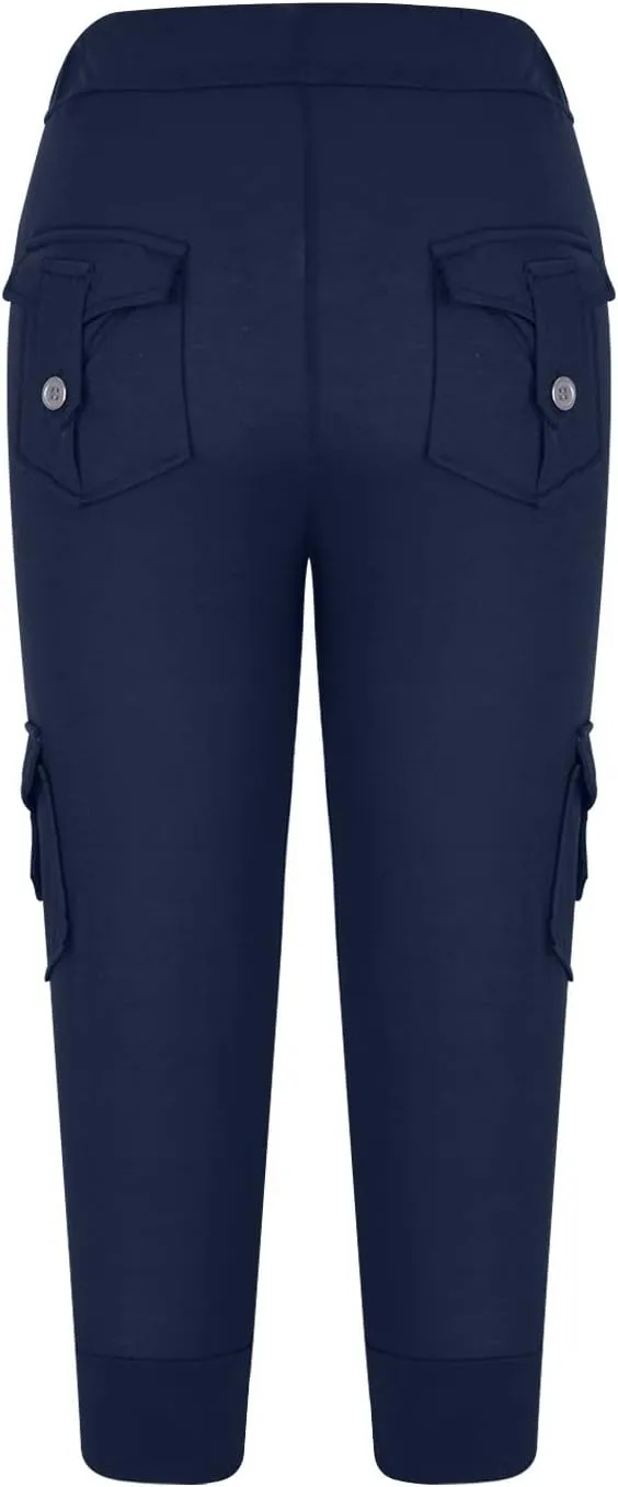 Capri Yoga Pants for Women Casual 2024 Summer Drawstring Elastic High Waist Pant Stretchy Cropped Trouser