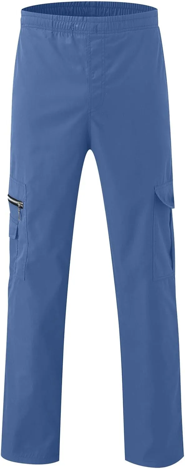Cargo Pants for Men 2024 Trendy Multiple Pockets Sweatpants Straight Wide Leg Trousers Elastic Waist Drawstring Pants