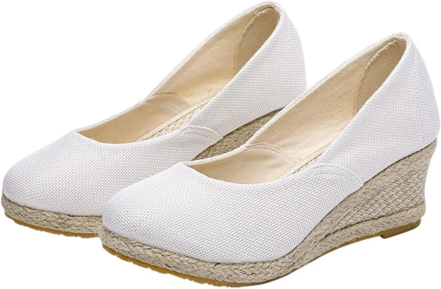 Casual Pumps Shoes for Women Espadrilles Wedge Sandals Closed Pointed Toe Slip On Comfortable Lightweight Walking Dressy Shoes