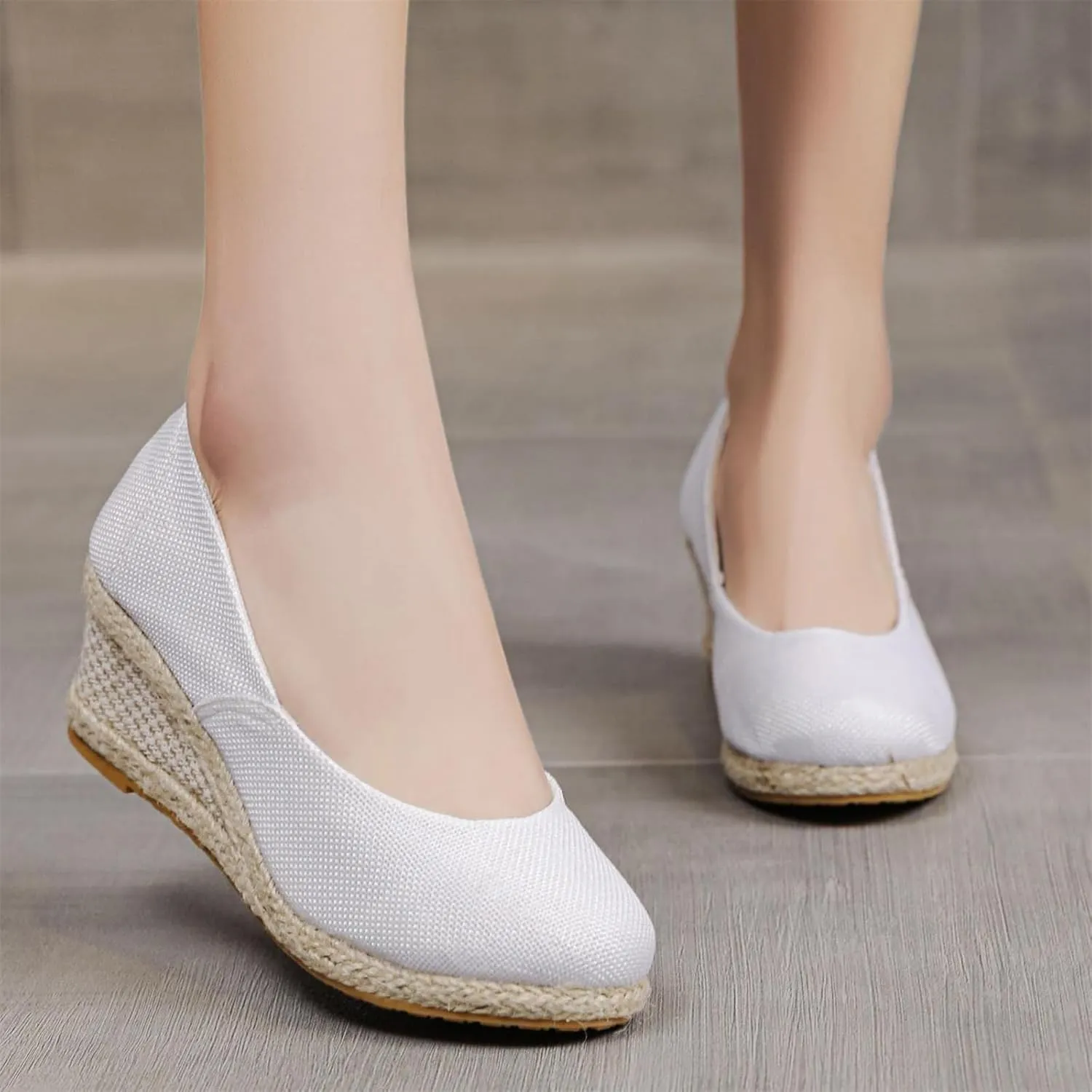 Casual Pumps Shoes for Women Espadrilles Wedge Sandals Closed Pointed Toe Slip On Comfortable Lightweight Walking Dressy Shoes