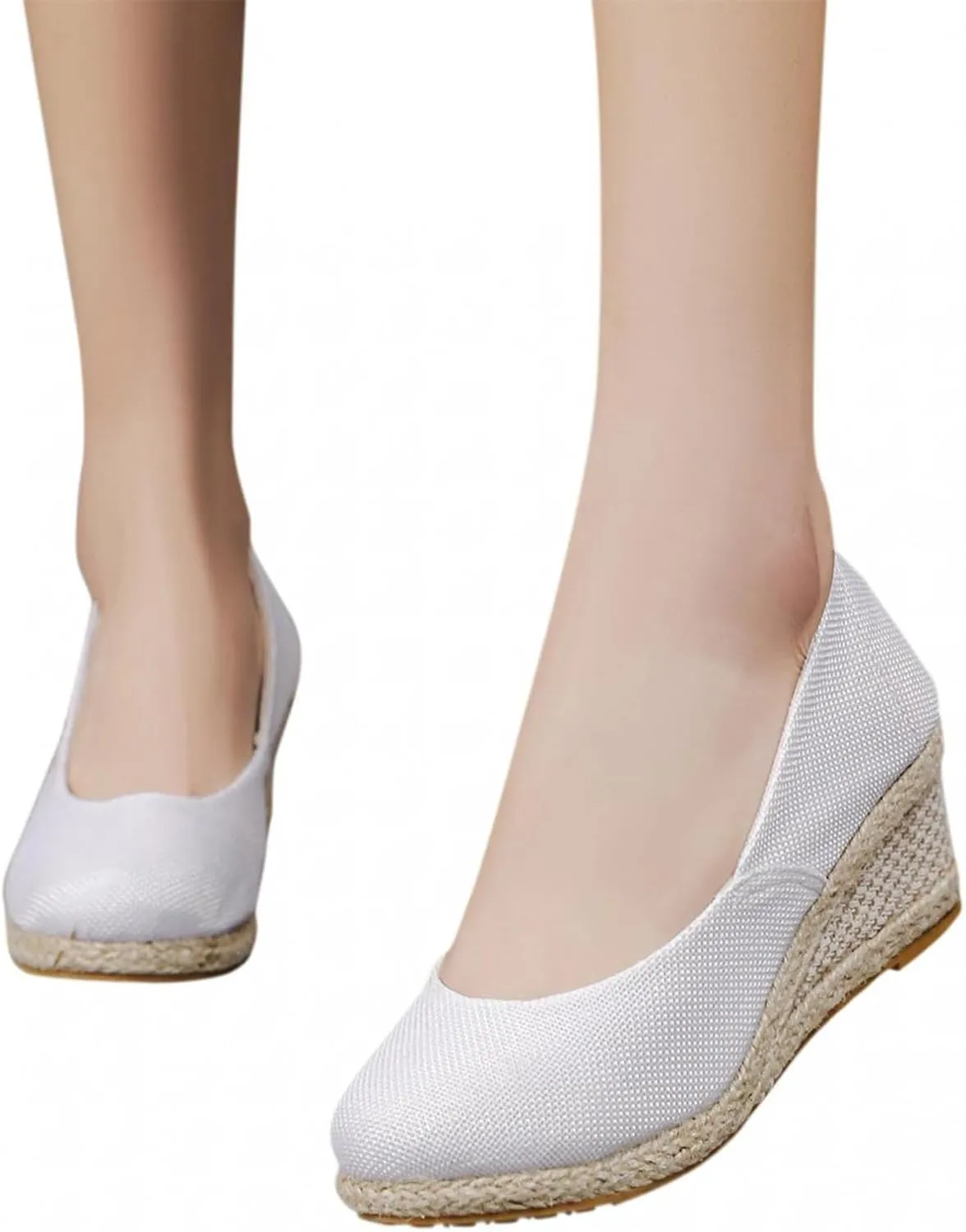 Casual Pumps Shoes for Women Espadrilles Wedge Sandals Closed Pointed Toe Slip On Comfortable Lightweight Walking Dressy Shoes