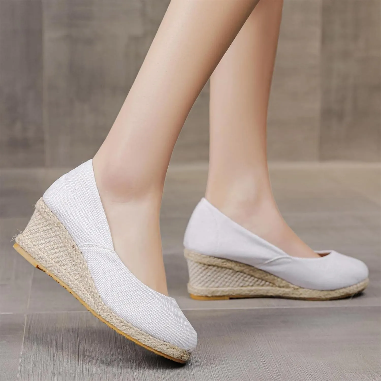 Casual Pumps Shoes for Women Espadrilles Wedge Sandals Closed Pointed Toe Slip On Comfortable Lightweight Walking Dressy Shoes