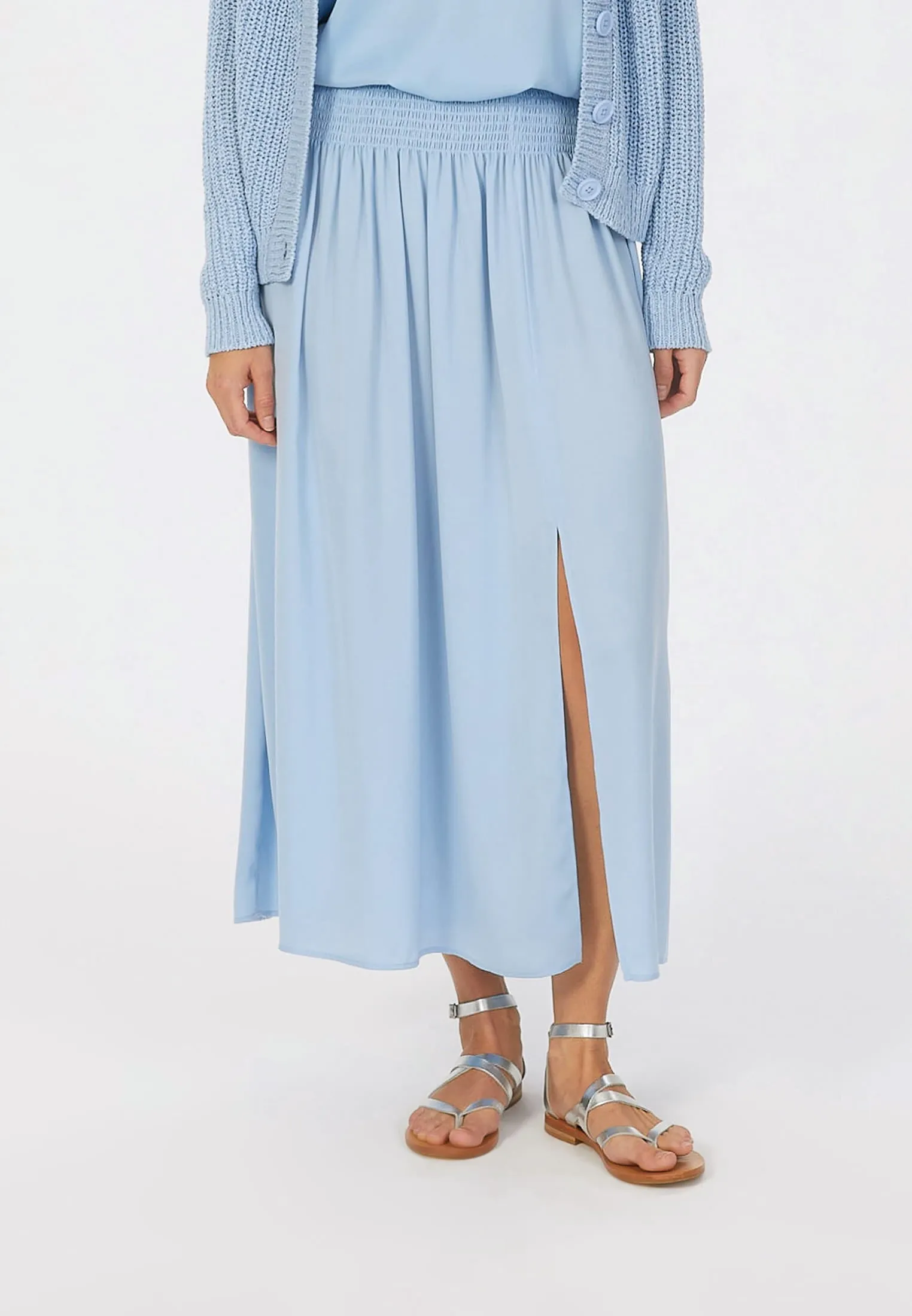 Casual Satin Skirt - Sky