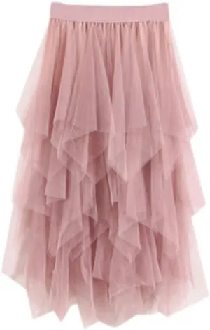 Casual Womens Comfortable High Waist Pleated Tutu Skirt Ladies Midi Skirt Trendy Skirts for Women