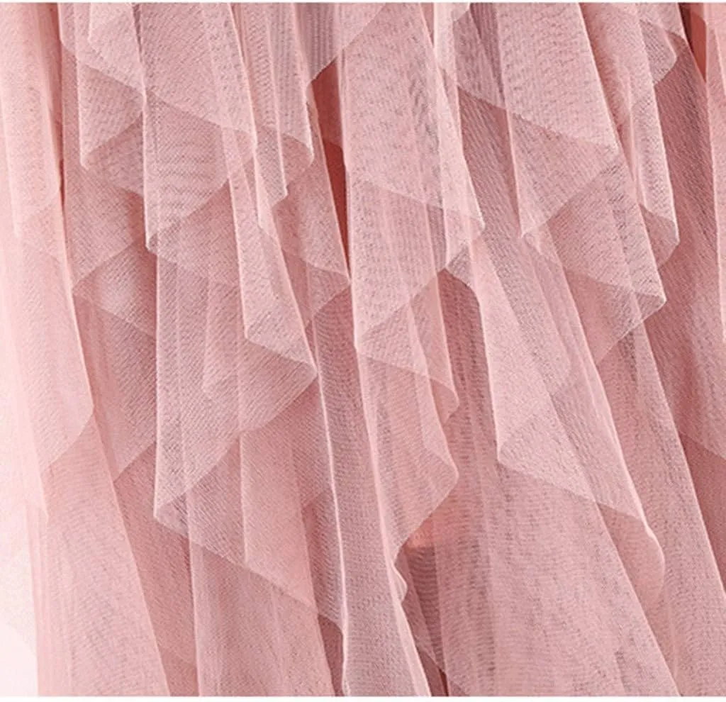 Casual Womens Comfortable Tulle High Waist Pleated Tutu Skirt Ladies Midi Skirt Band Skirt