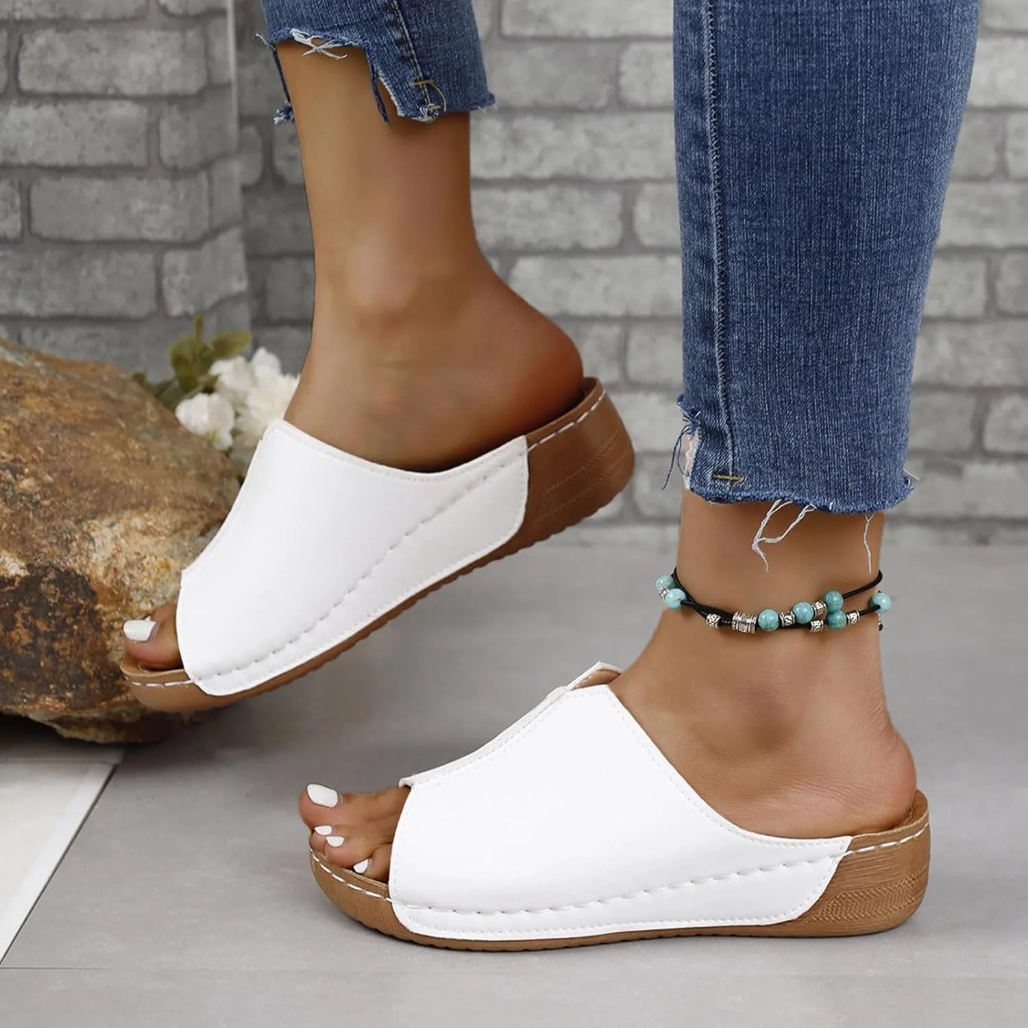 Cathalem Damping Sole Upgradation Stretch Lightweight Sandals, Women Flat Sandals Orthopedic Arch Support Walking Sandals