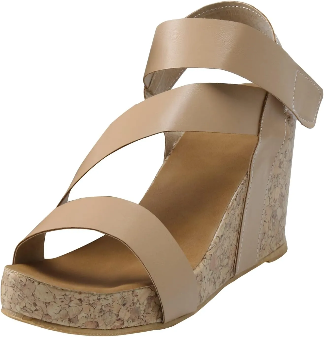 Cathalem Sandals For Women Summer Orthopedic Leather Wedge Platform Sandals Open Toe Sandals Shoes