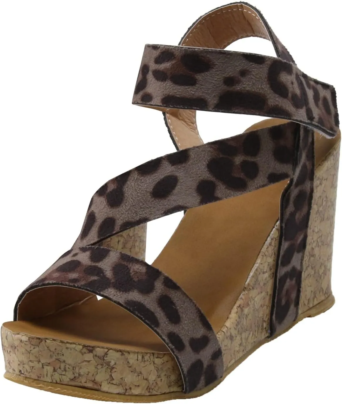 Cathalem Sandals For Women Summer Orthopedic Leather Wedge Platform Sandals Open Toe Sandals Shoes