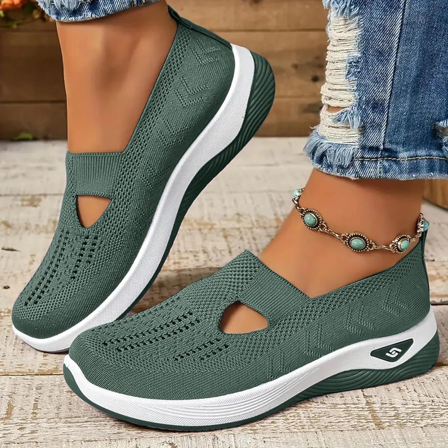 Cathalem Walking Shoes for Women, Women's Woven Orthopedic Breathable Soft Shoes Arch Support Diabetes Foam Shoes