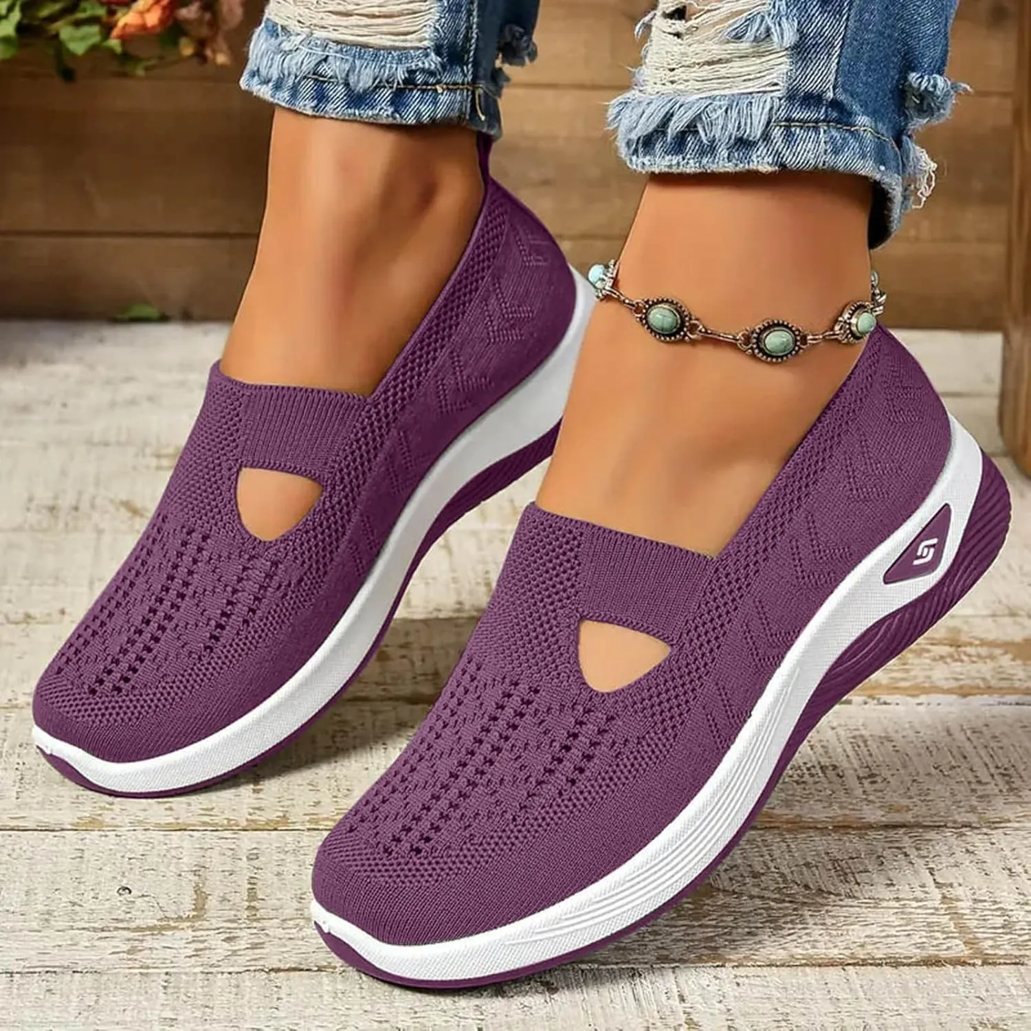 Cathalem Walking Shoes for Women, Women's Woven Orthopedic Breathable Soft Shoes Arch Support Diabetes Foam Shoes