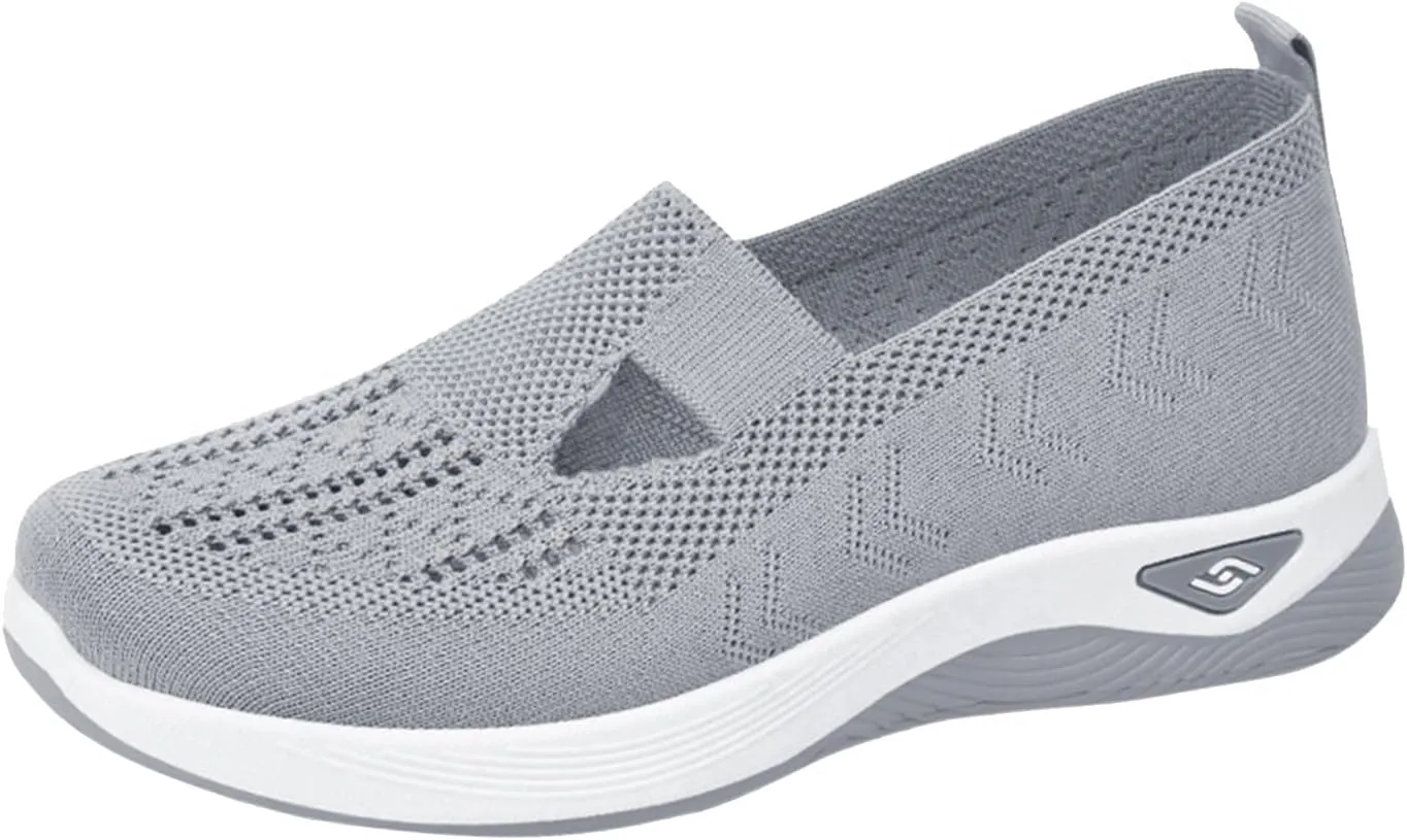 Cathalem Walking Shoes for Women, Women's Woven Orthopedic Breathable Soft Shoes Arch Support Diabetes Foam Shoes
