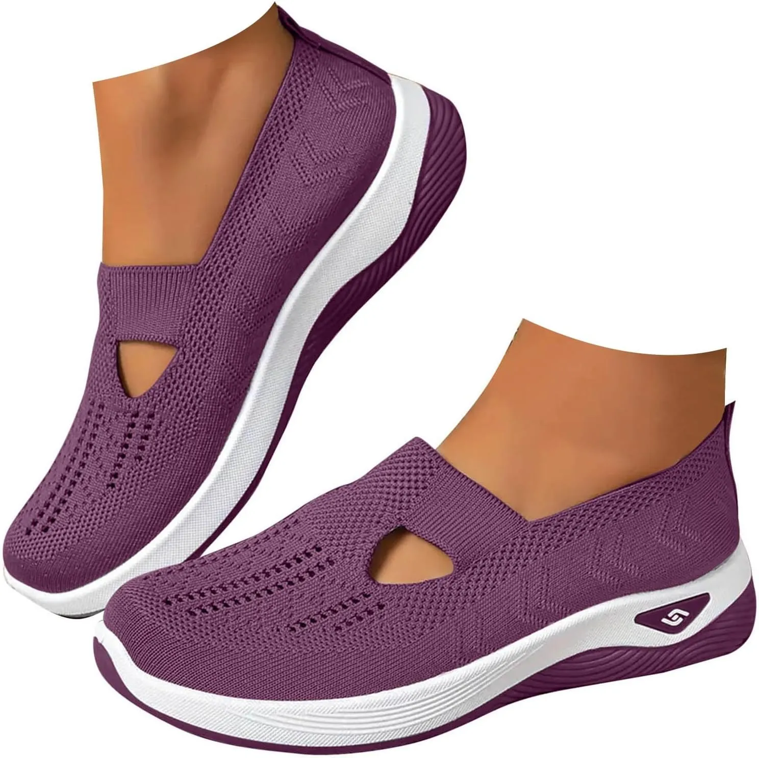 Cathalem Walking Shoes for Women, Women's Woven Orthopedic Breathable Soft Shoes Arch Support Diabetes Foam Shoes