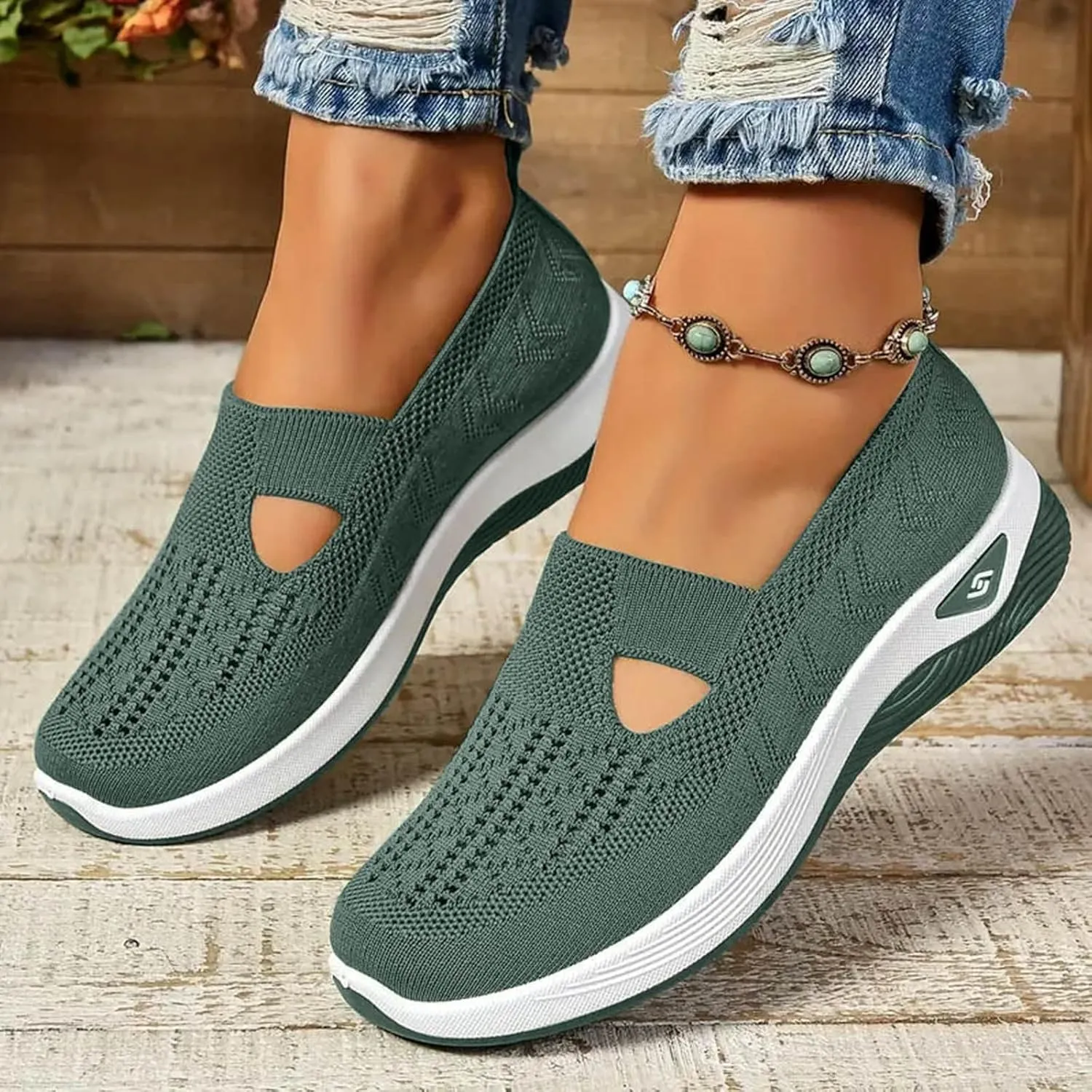 Cathalem Walking Shoes for Women, Women's Woven Orthopedic Breathable Soft Shoes Arch Support Diabetes Foam Shoes