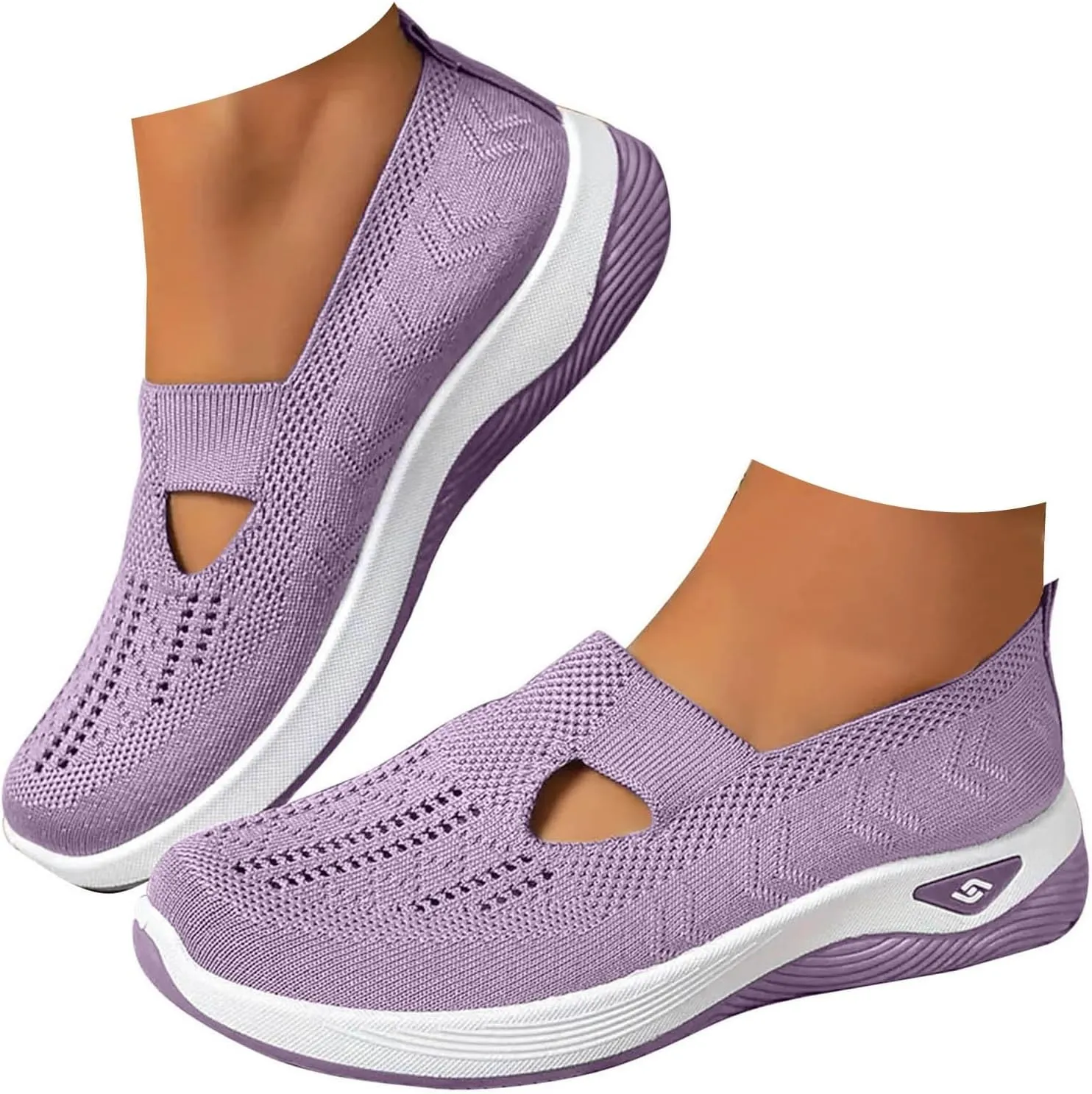 Cathalem Walking Shoes for Women, Women's Woven Orthopedic Breathable Soft Shoes Arch Support Diabetes Foam Shoes