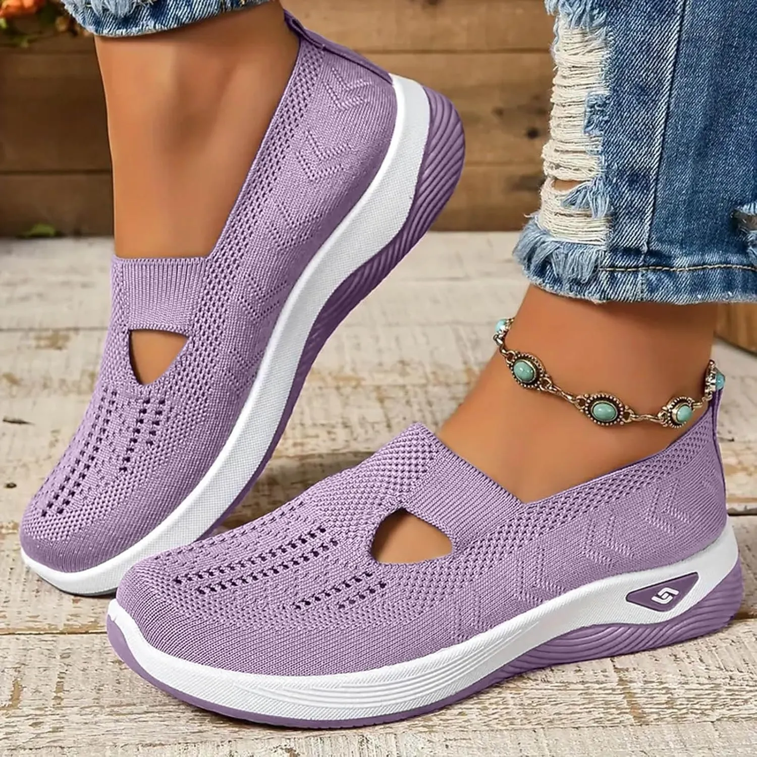 Cathalem Walking Shoes for Women, Women's Woven Orthopedic Breathable Soft Shoes Arch Support Diabetes Foam Shoes