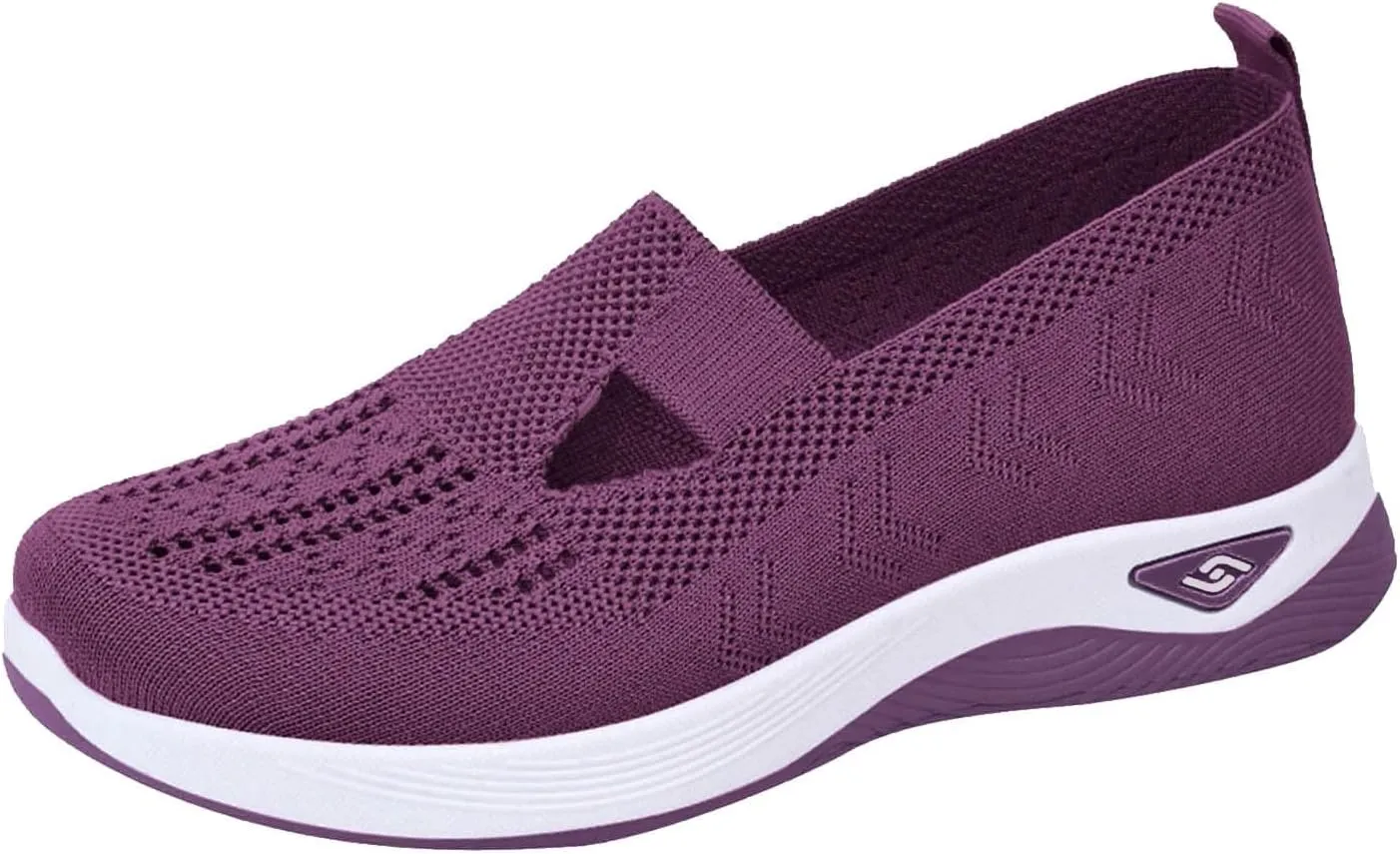 Cathalem Walking Shoes for Women, Women's Woven Orthopedic Breathable Soft Shoes Arch Support Diabetes Foam Shoes
