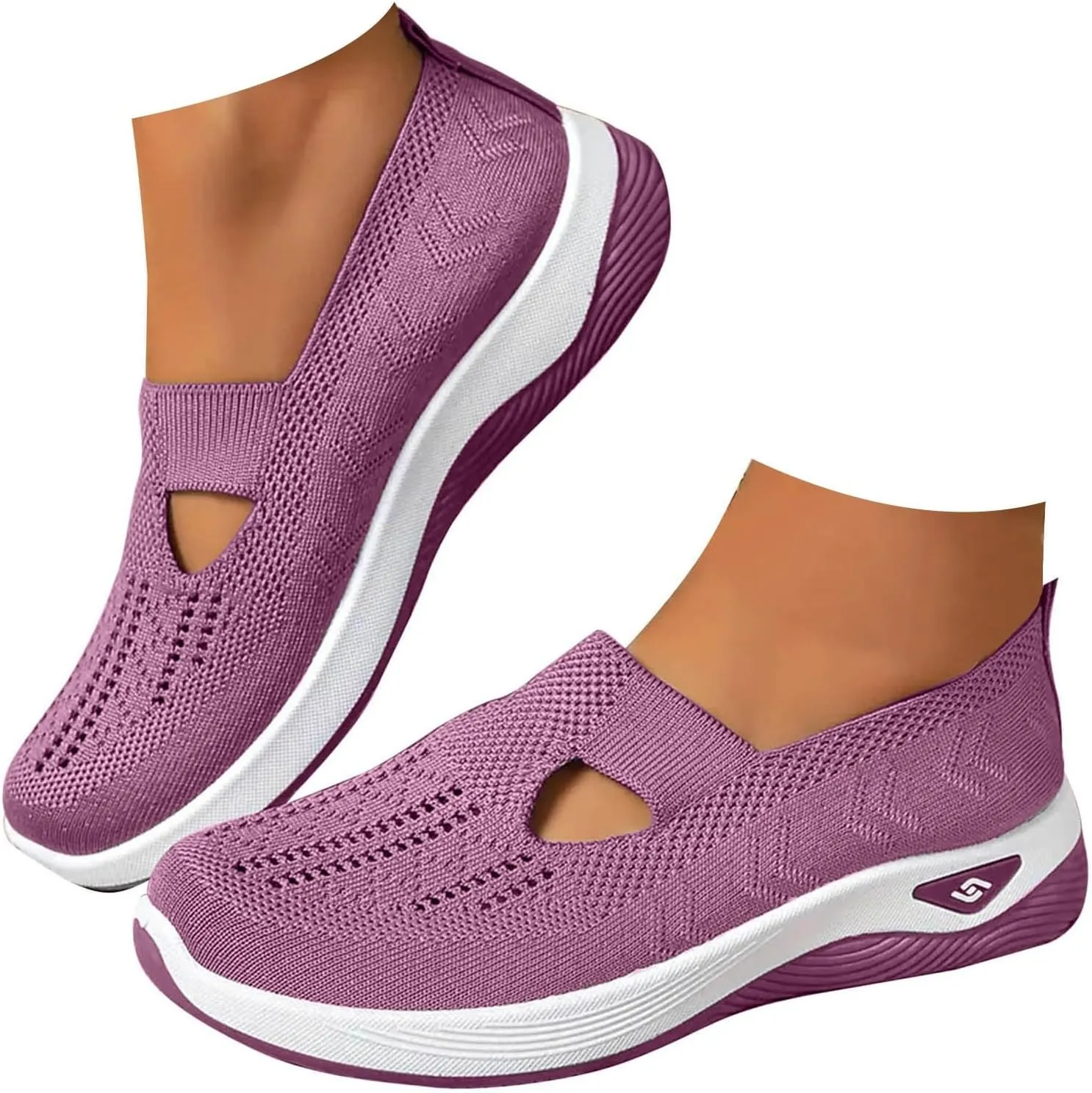 Cathalem Walking Shoes for Women, Women's Woven Orthopedic Breathable Soft Shoes Arch Support Diabetes Foam Shoes