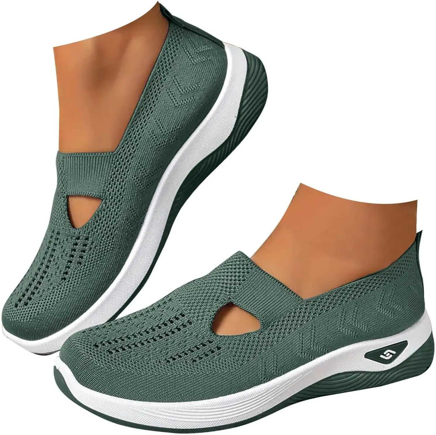 Cathalem Walking Shoes for Women, Women's Woven Orthopedic Breathable Soft Shoes Arch Support Diabetes Foam Shoes