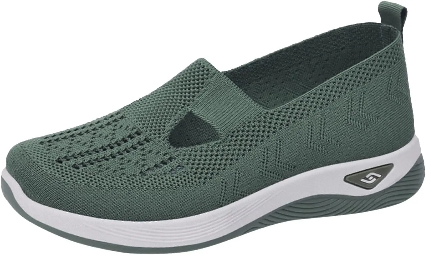 Cathalem Walking Shoes for Women, Women's Woven Orthopedic Breathable Soft Shoes Arch Support Diabetes Foam Shoes