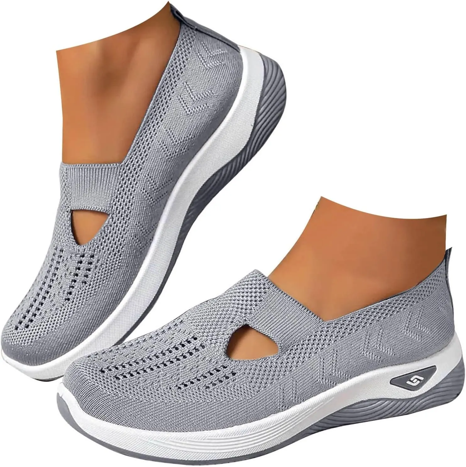Cathalem Walking Shoes for Women, Women's Woven Orthopedic Breathable Soft Shoes Arch Support Diabetes Foam Shoes