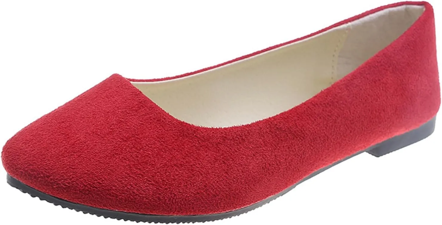 Cathalem Women's Ballet Flats, Comfortable PU Leather Slip On Dress Shoes for Women