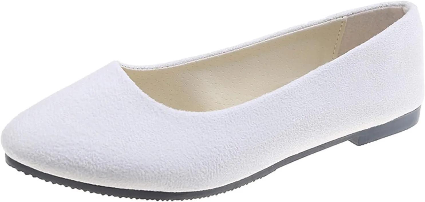 Cathalem Women's Ballet Flats, Comfortable PU Leather Slip On Dress Shoes for Women