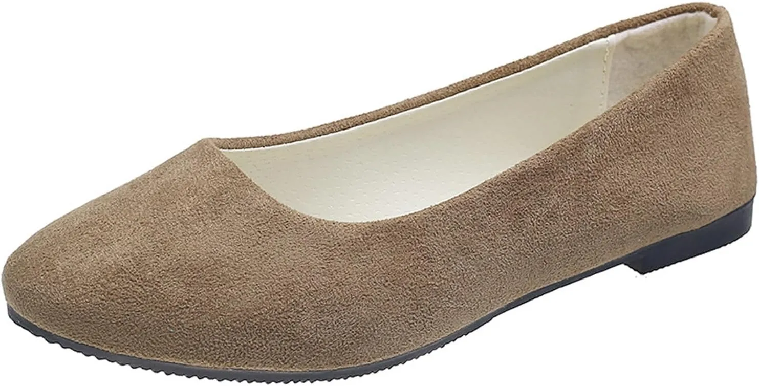 Cathalem Women's Ballet Flats, Comfortable PU Leather Slip On Dress Shoes for Women