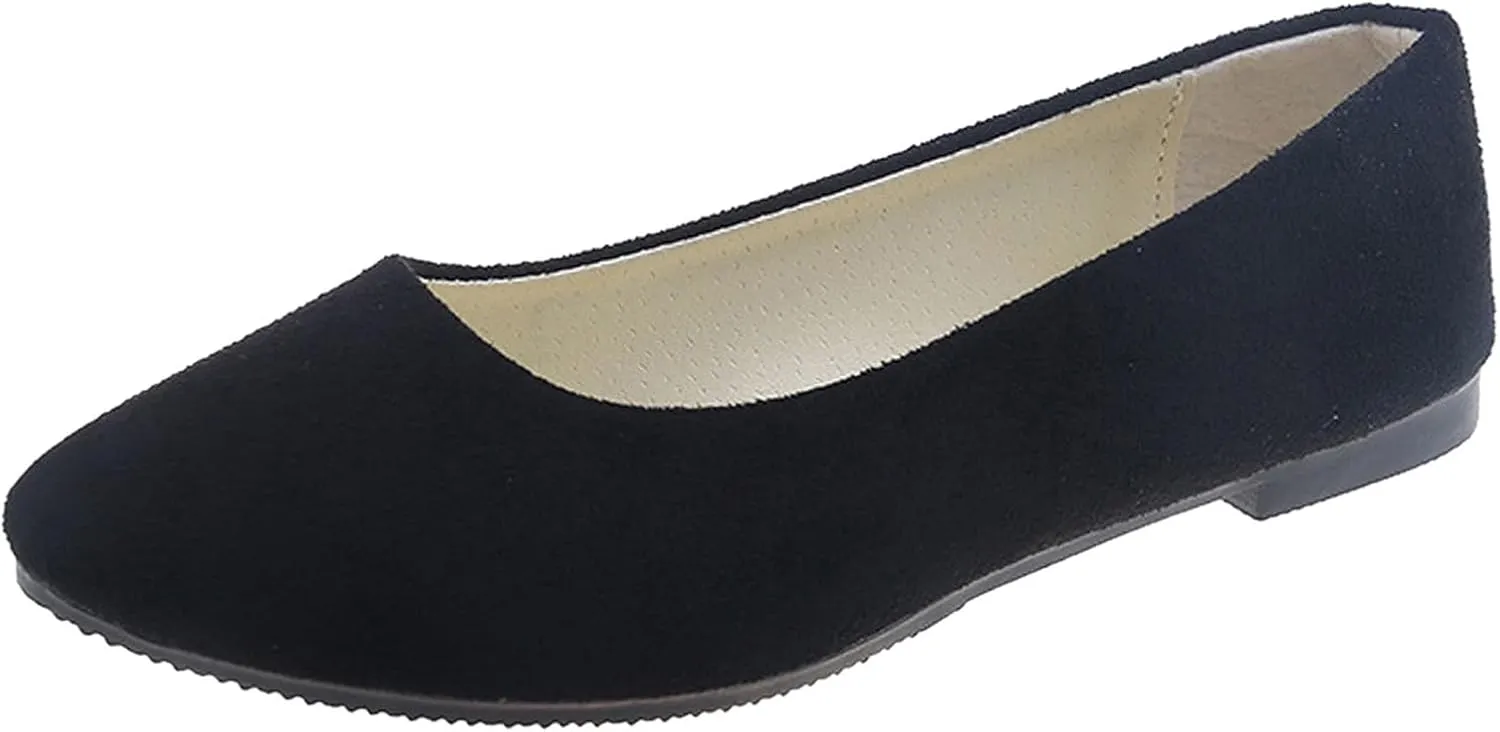 Cathalem Women's Ballet Flats, Comfortable PU Leather Slip On Dress Shoes for Women
