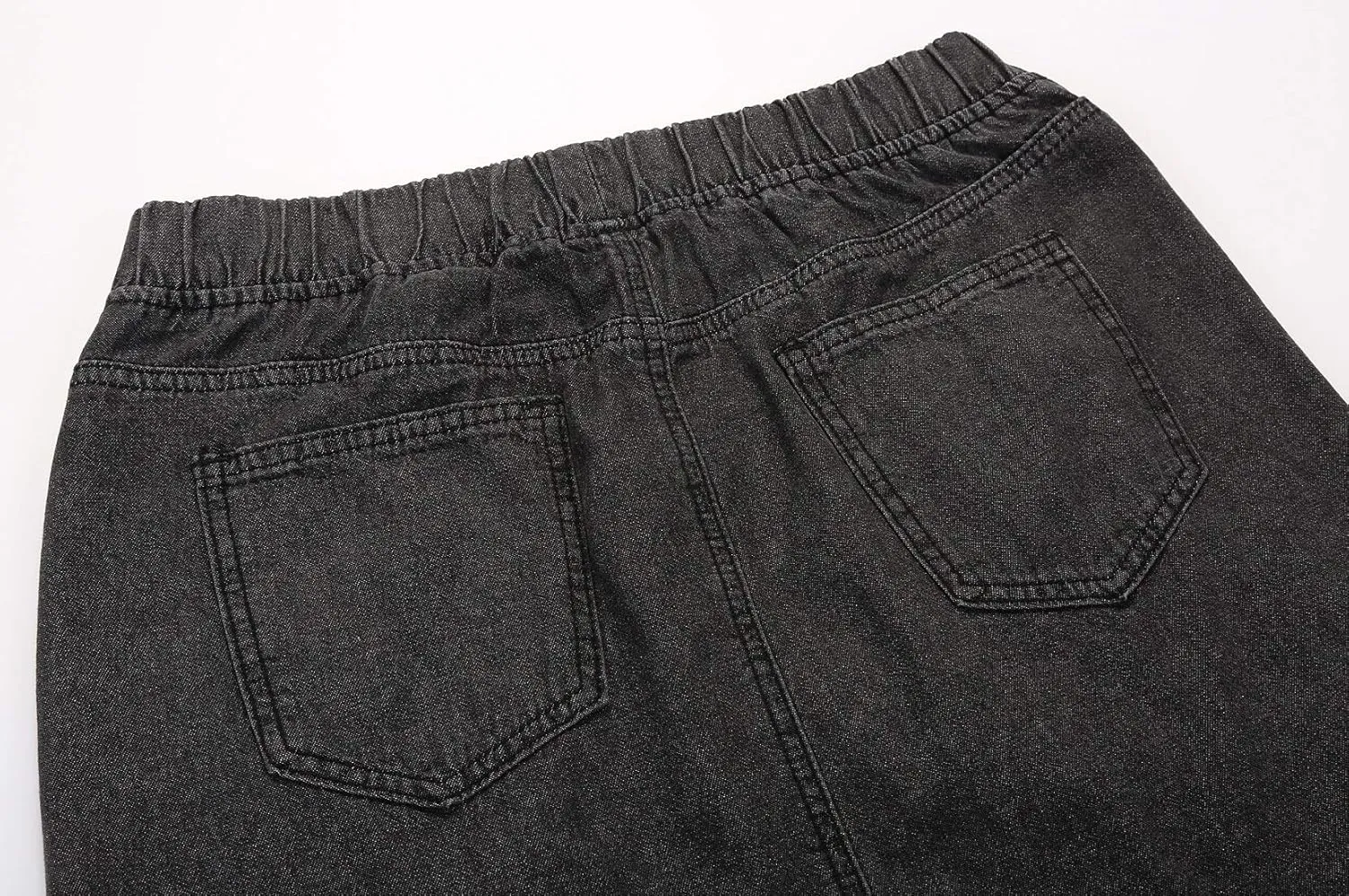 CHARTOU Women's Retro Elastic High Waist Frayed A-Line Maxi Denim Skirt with Pockets