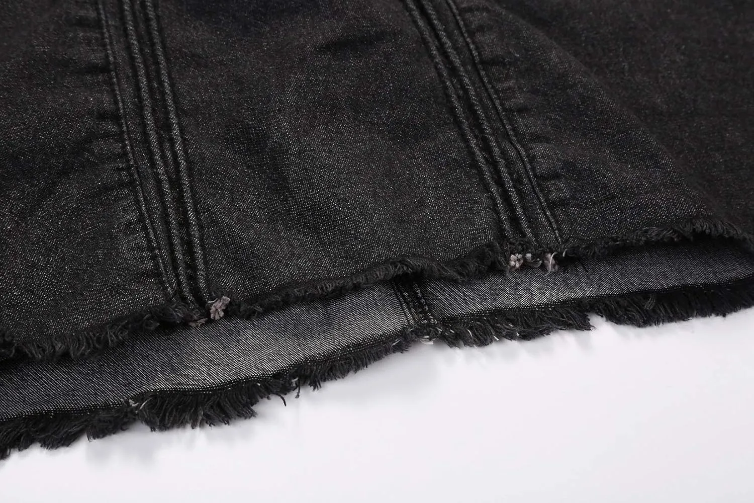 CHARTOU Women's Retro Elastic High Waist Frayed A-Line Maxi Denim Skirt with Pockets