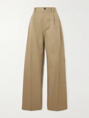 Checked wool-paneled gabardine wide-leg pants