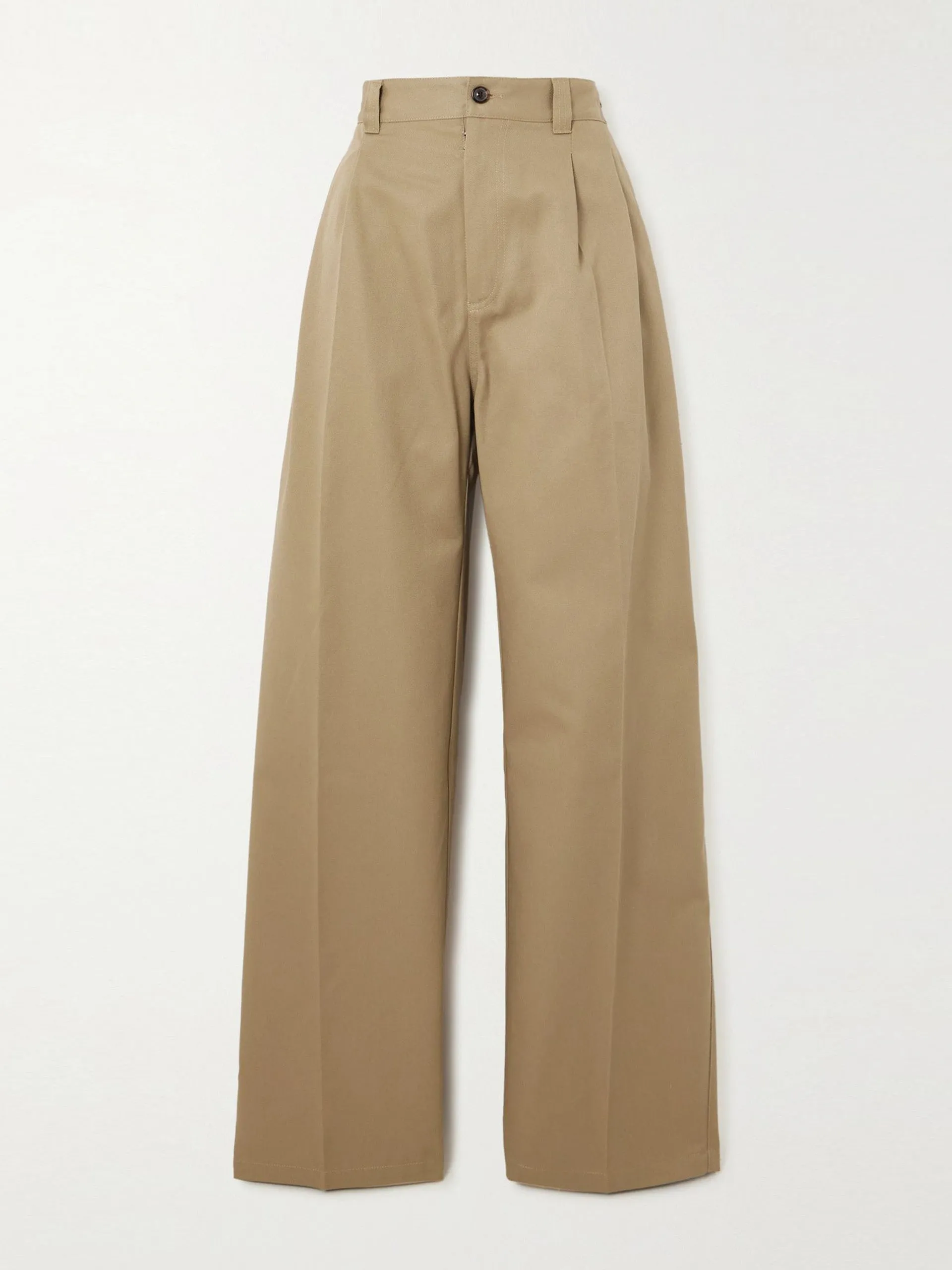 Checked wool-paneled gabardine wide-leg pants
