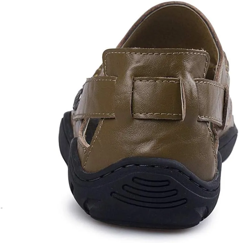 ChicWind Men's Closed Toe Leather Sandals Fisherman Shoes for Summer Hiking