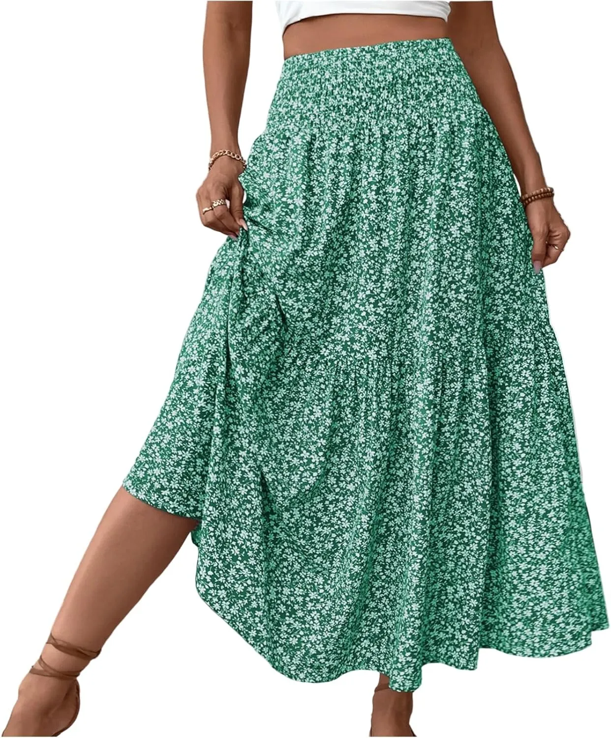 Chiffon Skirt for Women High Waist Flowy A-Line Long Maxi Skirt Elegant Summer