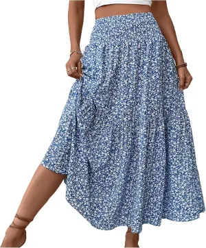 Chiffon Skirt for Women High Waist Flowy A-Line Long Maxi Skirt Elegant Summer