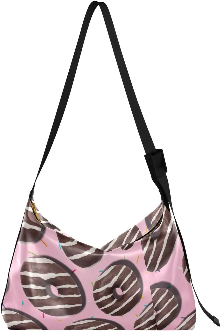 Chocolate Donuts Hobo Crossbody Bags for Women Leather Large Shoulder Bag Cross Body Trendy Womens Tote Bags Handbag for Travel Shopping