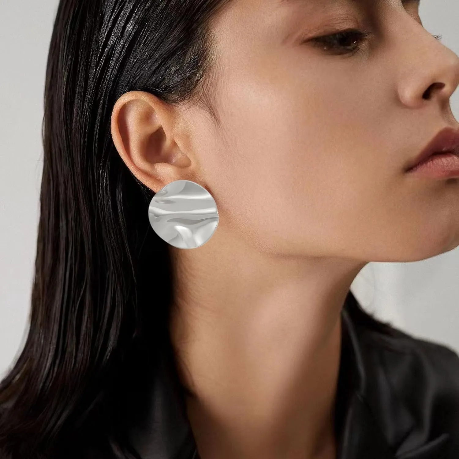 Chunky Geometric Pleated Square Round Stud Earrings for Women Gold Silver Vintage Irregular Square Circular Drop Dangle Earrings Statement Jewelry