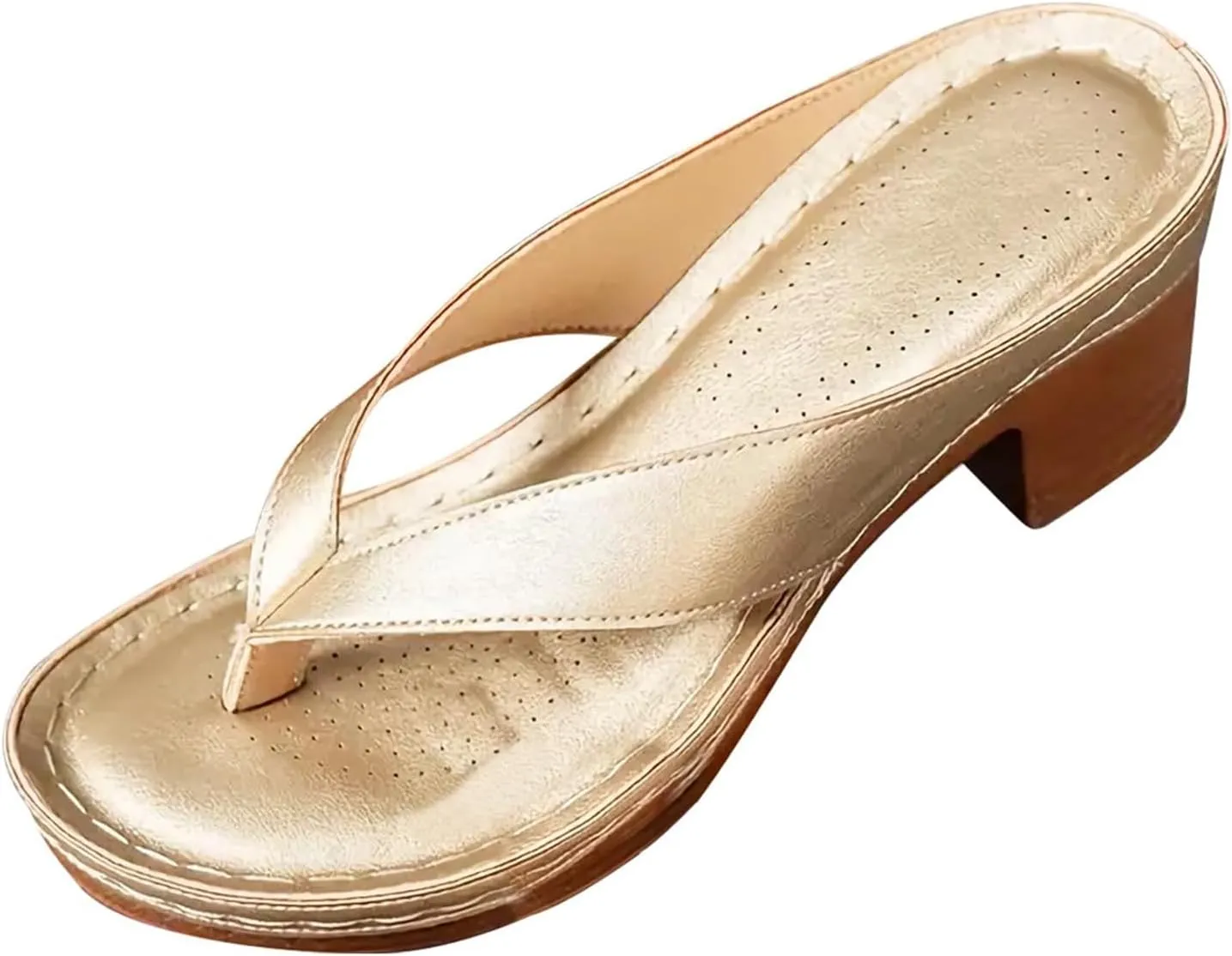 Chunky Heel Sandals for Women Summer Casual Clip Toe Flip Flops Women Comfortable Wedge Arch Support Flip Flops Fashion Breathable Orthopedic Sandals