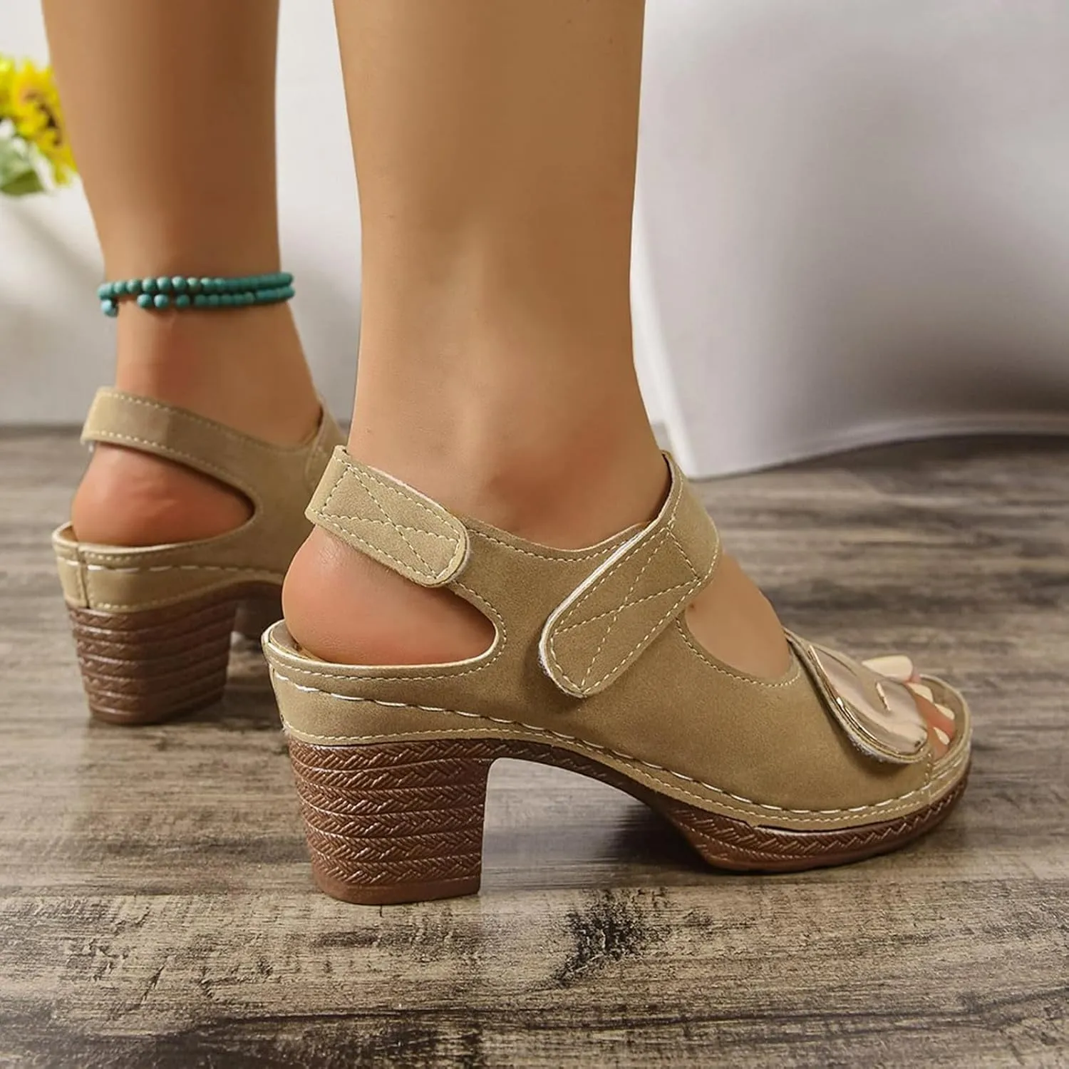 Chunky Heel Sandals for Women Wide Width Orthopedic Sandals Open Toe Slingback Comfortable Summer Shoes Business Casual Wedge Heels Walking Shoes