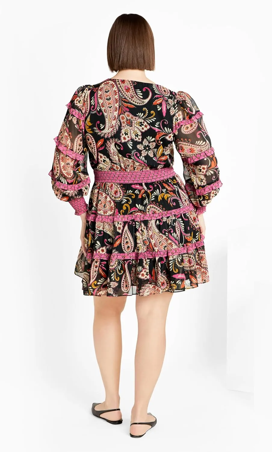City Chic Plus Size Hollie Print MINI Dress in Peaceful Paisley