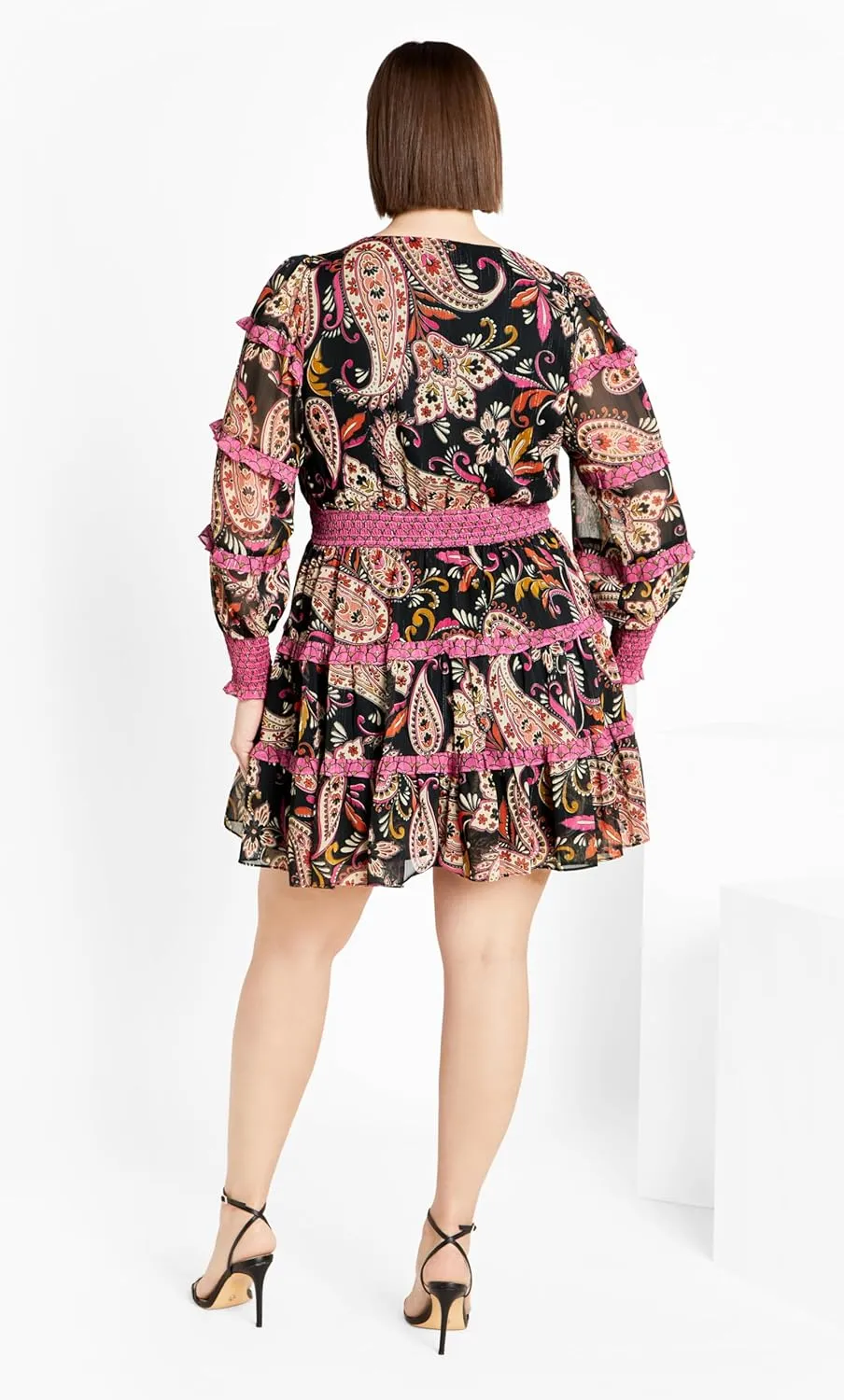 City Chic Plus Size Hollie Print MINI Dress in Peaceful Paisley