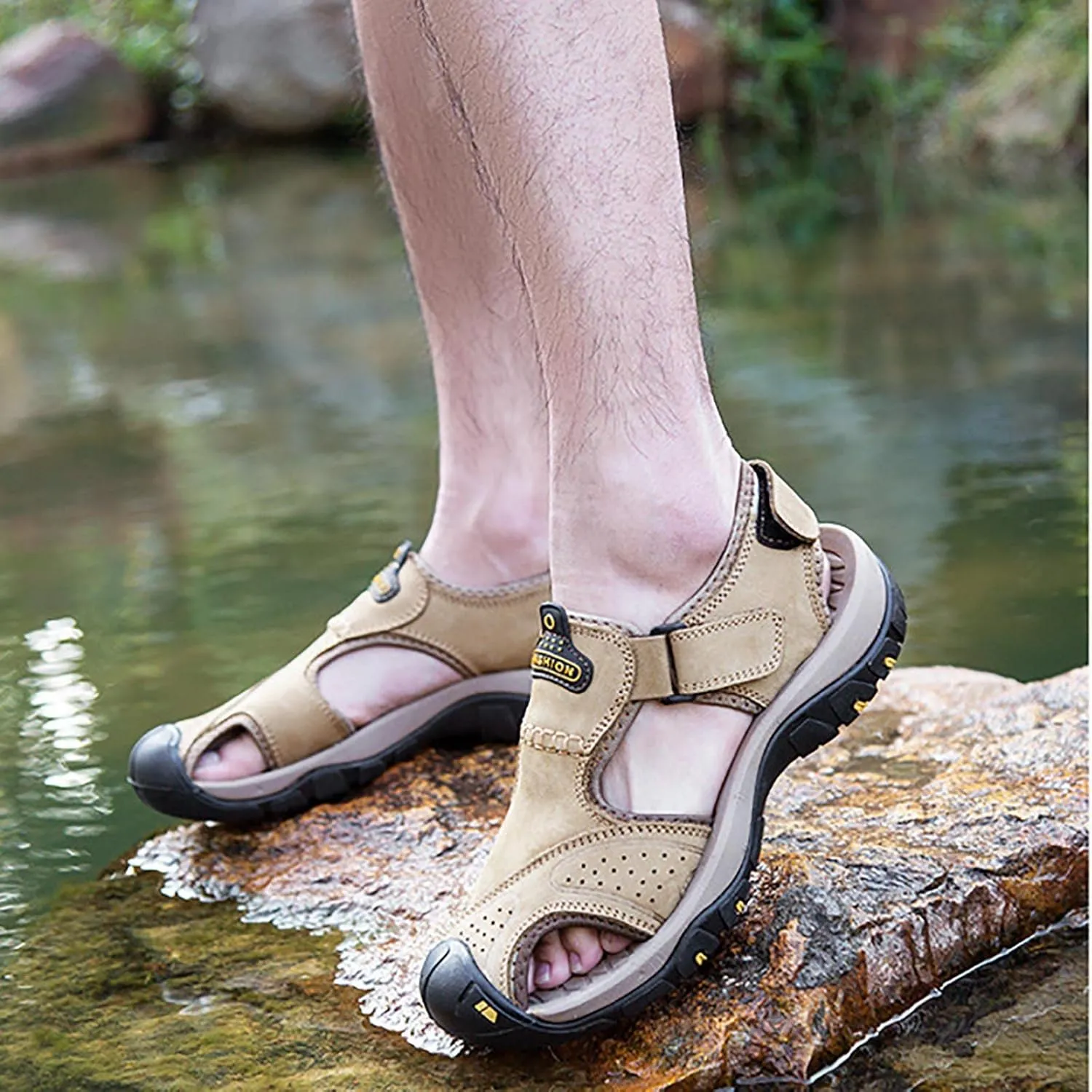 Closed Toe Sandals for Women Casual Leather Sandal Lightweight Soft Summer Shoes Hiking Walking Footwear