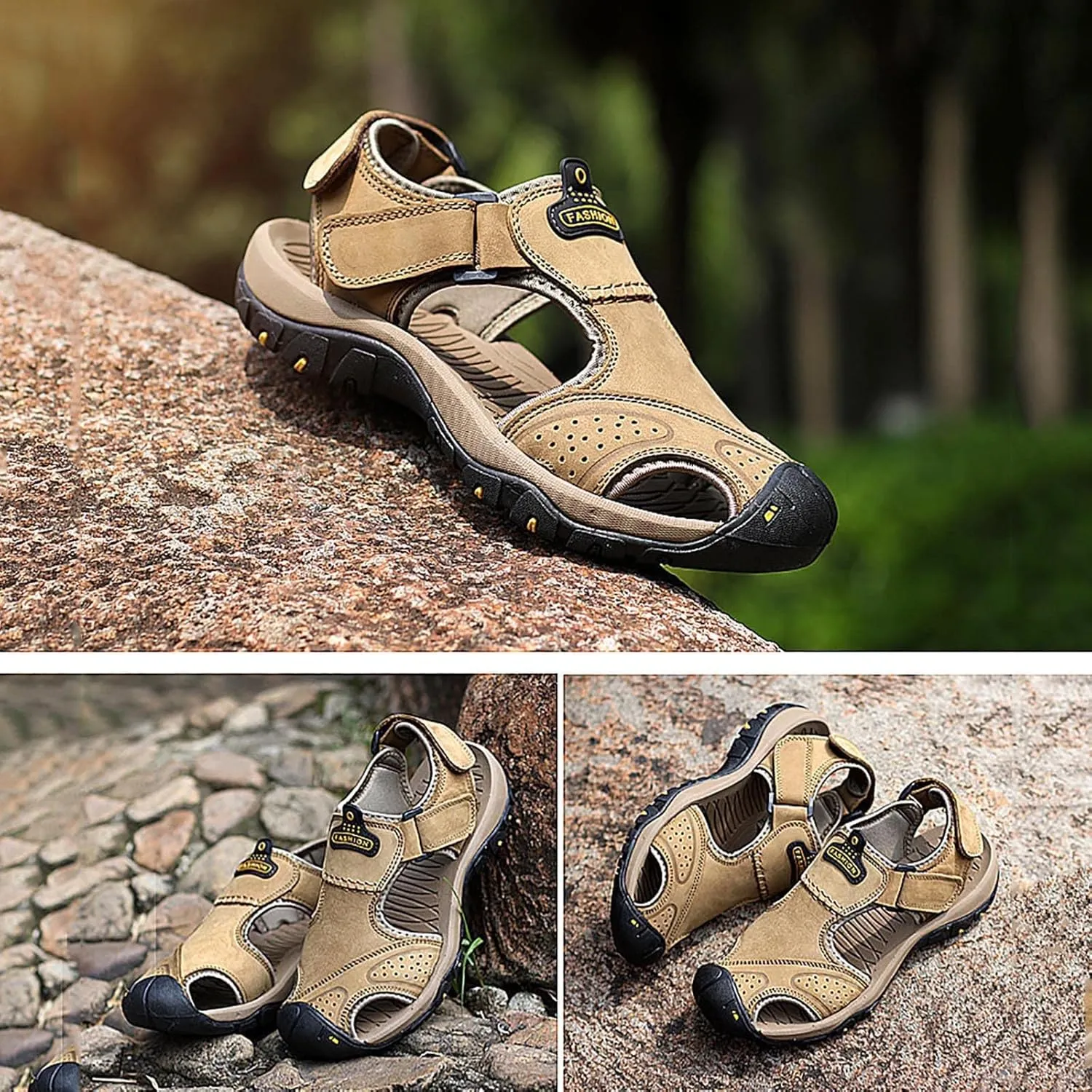 Closed Toe Sandals for Women Casual Leather Sandal Lightweight Soft Summer Shoes Hiking Walking Footwear