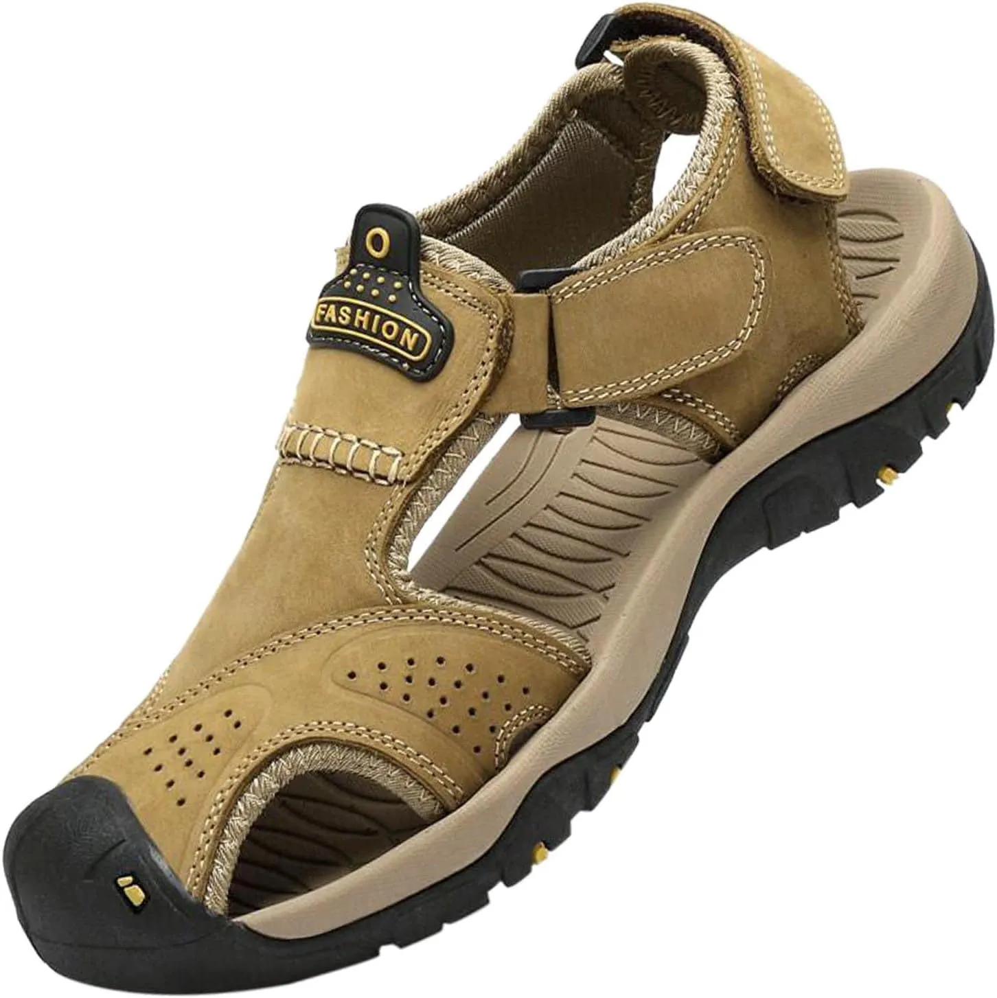 Closed Toe Sandals for Women Casual Leather Sandal Lightweight Soft Summer Shoes Hiking Walking Footwear