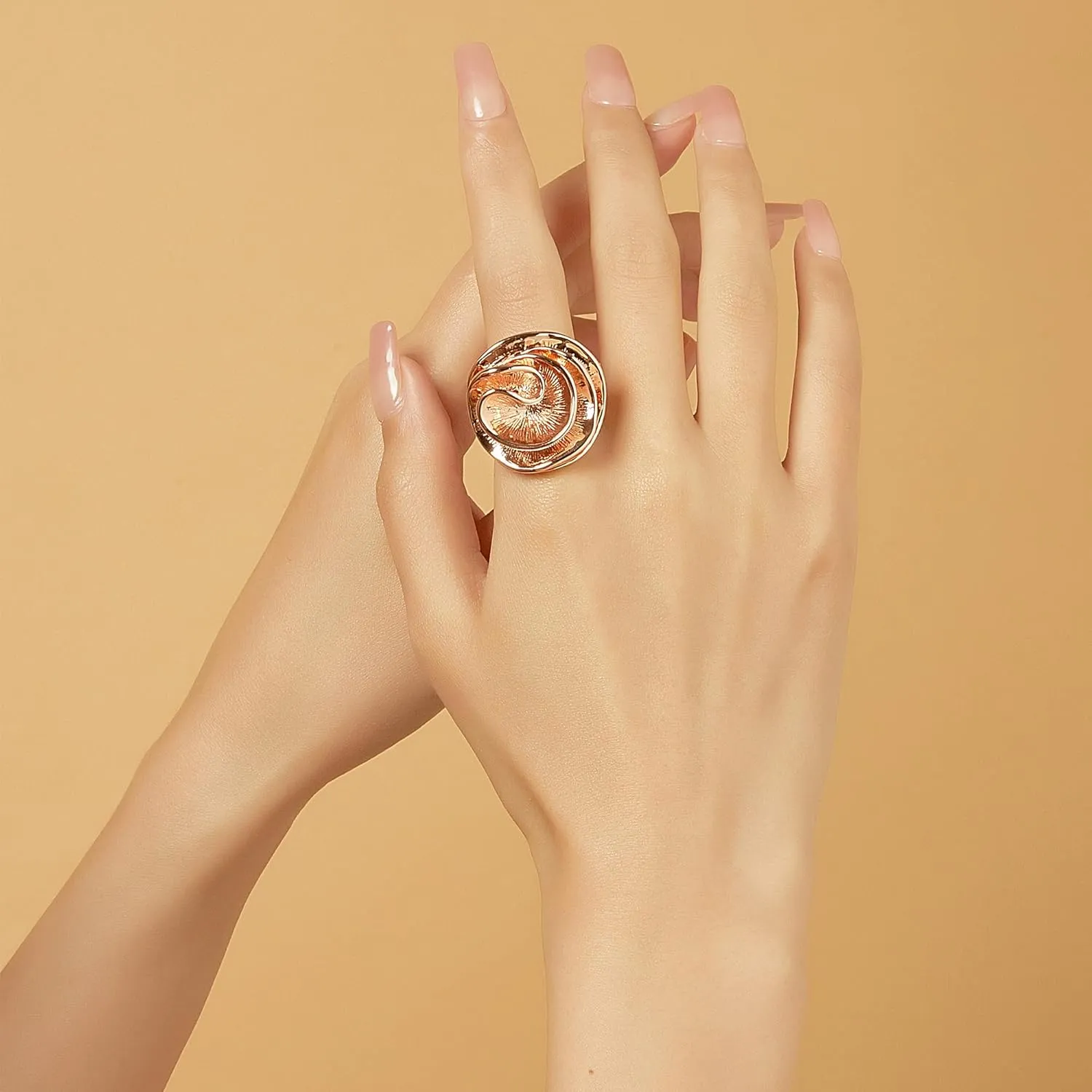 Cocktail Rings for Women Fashion 18K Gold Plated & Silver Flower Statement Ring Wedding Engagement Party Jewelry Gift