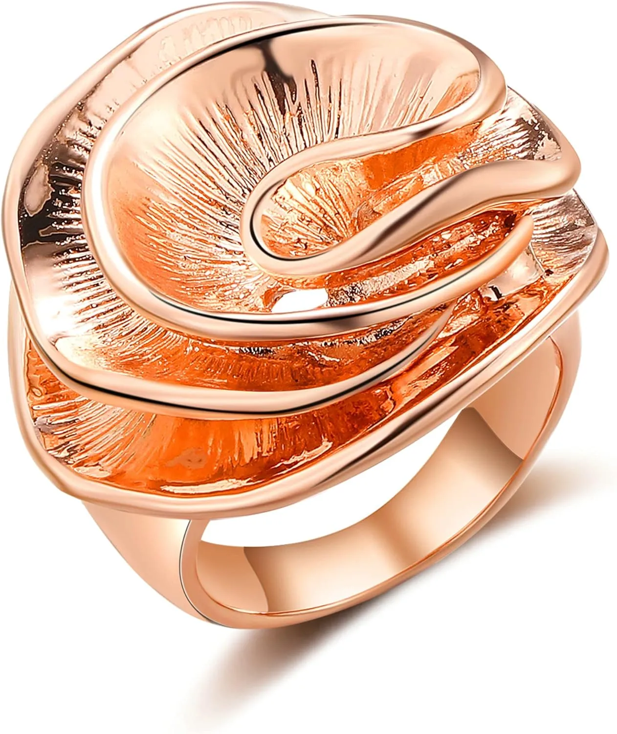 Cocktail Rings for Women Fashion 18K Gold Plated & Silver Flower Statement Ring Wedding Engagement Party Jewelry Gift