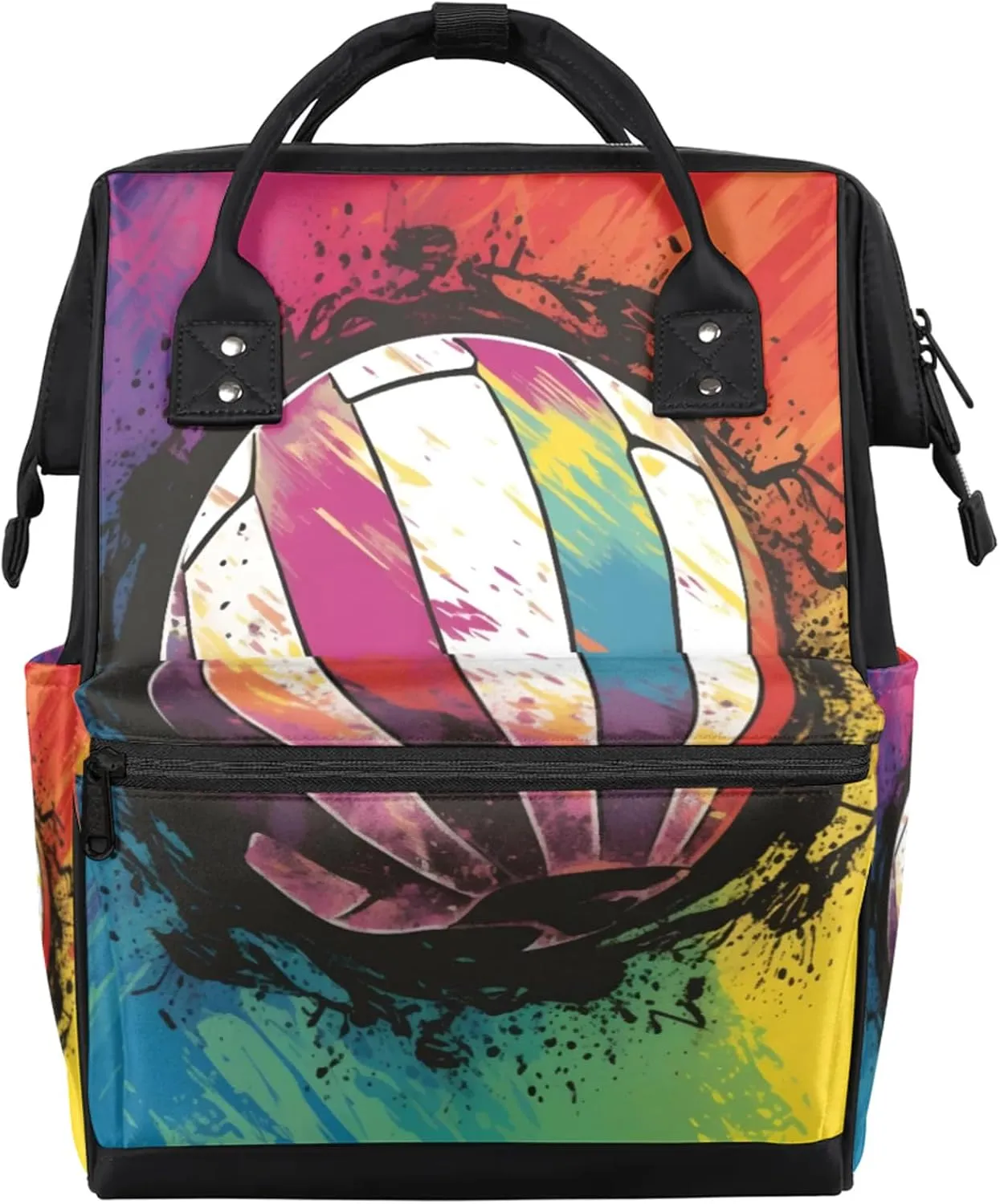 Colorful Soccer Diaper Bag Mommy Bags With Adjustable Shoulder Strap Waterproof Multifunction Shoulder Bag Travel Large Capacity Backpack for Moms And Dads