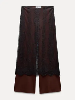 Contrast lace trousers