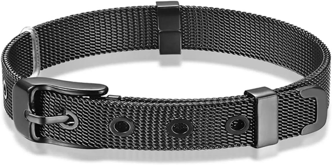 Couples Bracelets, Link Chain Bracelet Stainless Steel Adjustable Bracelets Buckle Link Mesh Woven Belt Bracelet