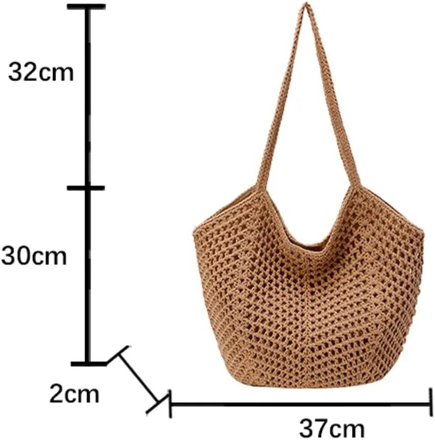 Crochet Bags for Women Slouchy Hollow Woven Shoulder Purse Summer Beach Tote Handbags for Daily & Vacation 2025